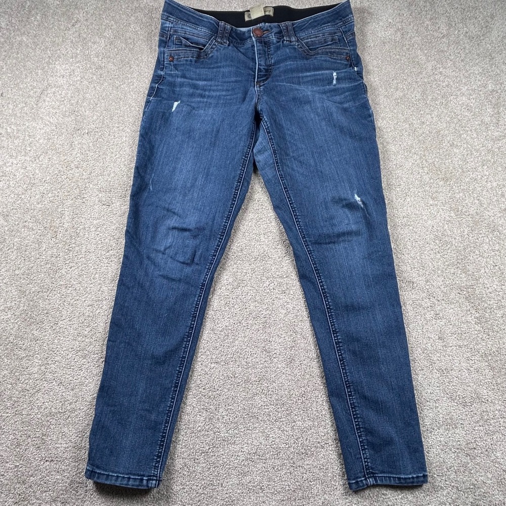 Democracy Ab Technology Skin Jeans Womens 10 Medium Wash Blue Distressed Stretch